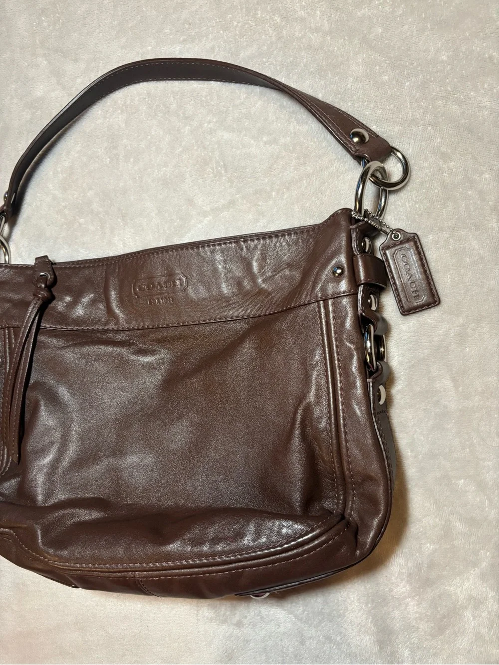 Coach Zoe Hobo Brown Leather Bag